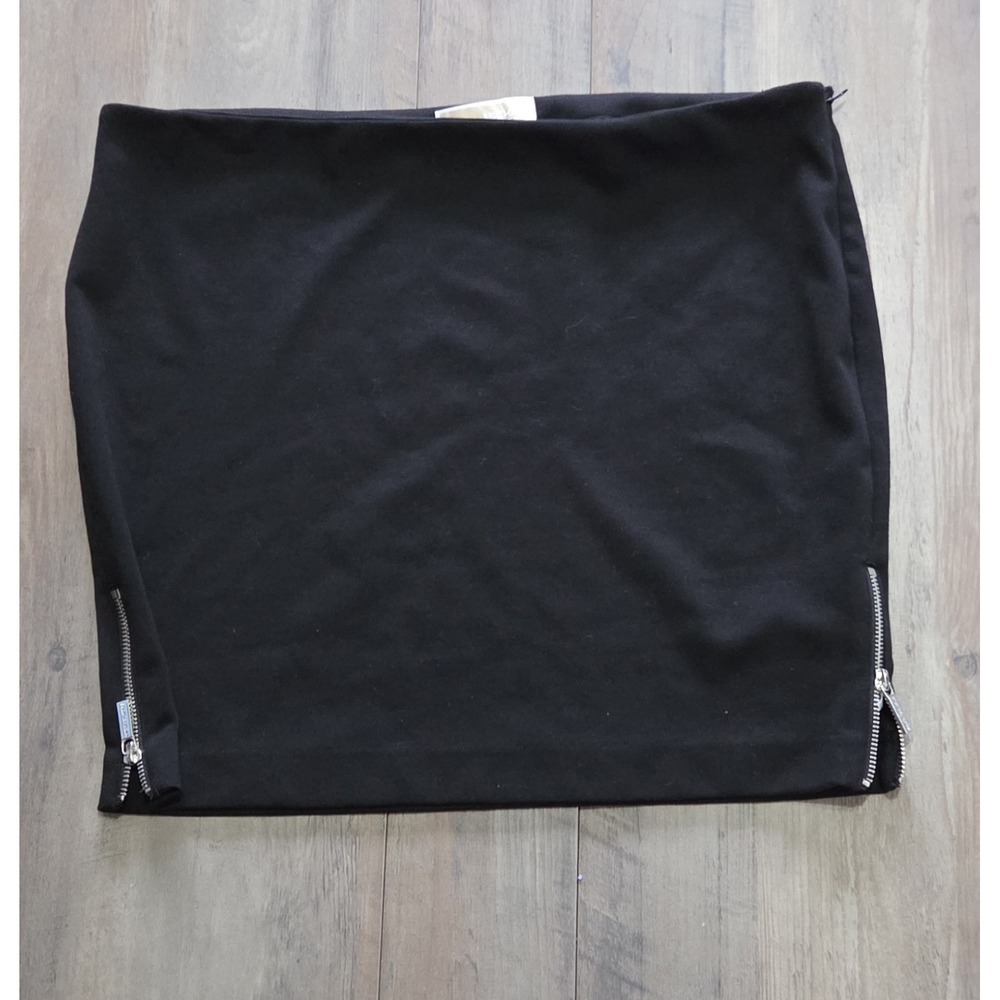 Michael Kors Black Mini Skirt With Silver Side Zippers Women 14